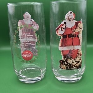 Vintage COCA COLA Santa Claus Drinking Glasses Haddon Sundblom Vtg Set of 6.